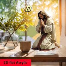 Unique Acrylic Carved Sacred Heart Of Jesus Statue With Base, Religious Themed Collectible Decor Suitable For Desk, Bedroom, Office, Dining Room, Bar, Bathroom, Living Room, Kitchen, No Power Needed, Versatile Holiday Gift