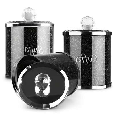 Sugar Canisters Jars 3pcs Diamond Crushed Tea Coffee Sugar Canisters Jars Kitchen Storage Canisters For Kitchen Storage