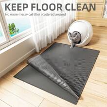 1 pièce Tapis à litière pour chat en EVA, tapis de capture de litière de chat à double couche et à ouverture unique, lavable pour une utilisation intérieure à la maison