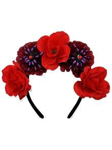 节日派对头带 万圣节服装 装扮头带 彩色仿真花 蜘蛛 个性头饰 - 彩色 - 查看 13