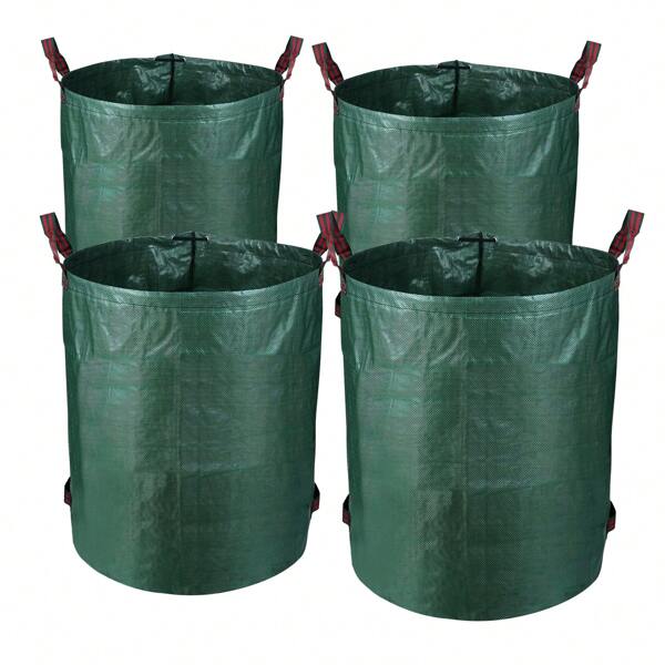 Jiubiaz 4X Gartensack Laubsack Gartenabfallsack XXL Garten Tasche Rasensack mit Griffen 272L - Grün