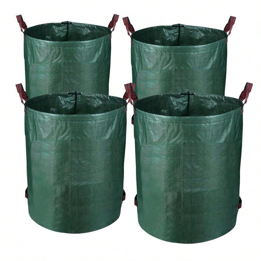 Jiubiaz 4X Gartensack Laubsack Gartenabfallsack XXL Garten Tasche Rasensack mit Griffen 272L - Grün