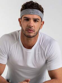 3条装男士纯色运动头带，弹性简约跑步健身吸汗带，防滑户外发带，黑/白/灰可选，适用于健身房、男士度假、足球运动等场合，亦可作为足球头带、男士配饰、男士头部配件、棒球配件、男士头带或礼物。 - 彩色 - 查看 8