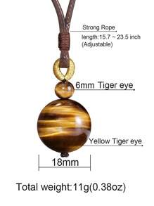 Collana artigianale con pendente all'occhio di tigre | Pendente in pietra naturale punteggiata | Simbolo di energia decorativo | Gioiello di stile minimalista classico, adattabile, perle da 18mm, adatto a uomini e donne