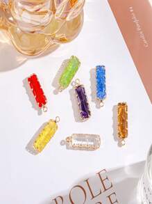 Lot de 3 pendentifs rectangulaires en cristal de verre à motif floral, couleurs mélangées aléatoires, plaqués or et cuivre, accessoires de fabrication de bijoux DIY pour collier, bracelet, boucle d'oreille, porte-clés