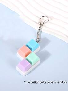 1pc Minimalist Colorful Keyboard Fidget Toy, 4-Key Keyboard Cube, Stress Relief, Can Be Used As Keychain, Car Key Chain, Bag Pendant, Keychain Accessory, Keyboard Button Design, Adult Finger Keychain, Finger Press Keychain, Soothing Keychain, Focus Relaxation Lanyard Keychain, Birthday Gift, Party Gift, Holiday Gift. Car Accessories Package Decoration, Cute Gothic Y2K Bag Hanging Rope, With ID Card Holder.