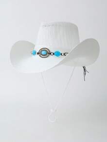 1pc Cowboy Hat Western Style With Wide Brim And Rolled Edges, Jazz Hat, Sun Hat For Women, Breathable Anti-Uv Outdoor Climbing Cap, Unisex, British Tophats Boho Cowboy Hat Cowgirl Hat Halloween