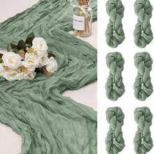 6 Pack Cheesecloth Table Runner, Runner Gauze Boho Wedding Decor Romantic Table Runner For Wedding Birthday Party(35" X 158") (Sage Green) - Multicolor - View 15