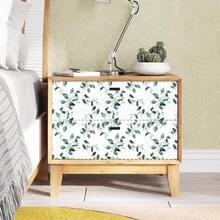 1 卷绿叶花朵自粘乙烯基壁纸 17.1 英寸 X 39.3/118.1/196.8 英寸可移除黄色花卉壁纸，可轻松 DIY 家居装饰，适用于卧室、客厅、橱柜、桌子和家具，高品质乙烯基材料，图案灵活，可搭配花卉墙面装饰墙纸、墙贴、房间装饰、厨房、客厅装饰