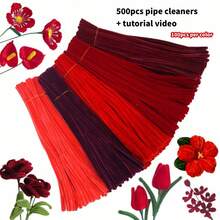 200/250/371/500 piezas Limpiadores de pipas mixtos en rojo con video tutorial. Tallo de chenilla plegable para manualidades, limpiador de pipas de Navidad para manualidades DIY y limpieza, suministros de manualidades, artesanía y decoración, regalo de graduación, regalo de cumpleaños - Serie roja - Ver 14