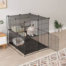 Multi-Layer Cat Cage With Litter Box, Indoor Cat Furniture, Pet Cat Home, Small Size - Multicolor - View 1