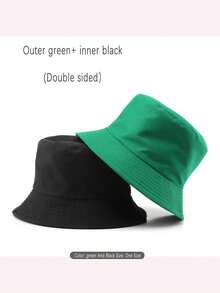 1 件男女通用双面纯色户外太阳帽，时尚防晒渔夫帽 - 彩色 - 查看 22