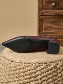 MonaNise 女士时尚绿色尖头海军蓝石材纹理杏色包跟高跟鞋，适合度假、旅行、散步、户外、复古休闲、百搭、高端黑色 5 厘米鞋 - 酒紅色 - 查看 8