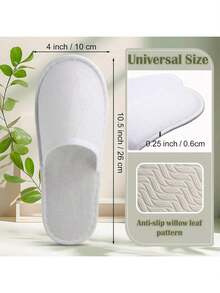 30 Pairs 10.5-Inch Disposable Guest Slippers, White Spa Slippers, Bulk Slippers, Non-Slip Travel Slippers With Closed Toes, Suitable For Hotel Guests, Women And Men, Medium Size