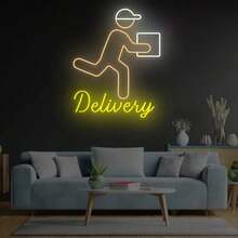 可定制快递配送 LED 霓虹灯 - USB 供电 10 级可调亮度壁灯，带有个性化文字，多色照明，适用于家庭办公室和快递站装饰，定制 LED 霓虹灯，壁挂灯 - 16 英寸/40.6 厘米 - 查看 5