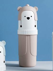 1pc Teddy Bear & Striped Portable Toothbrush Case Travel Set, Plastic Toothbrush Holder For Daily Use & Travel, Toothbrush Organizer, Portable Travel Toothbrush Cup, For Travel, Camping, Home, School And Business, A Gift For Women & Men Travel Essentials School Supplies Holiday Holiday Essentials Vacation Accessories Mini Perfume For Women Perfume For Men Perfume Beach Bottle Travel Accessories Travel Must Haves Summer School Accessories Back To School Stuff Back To School Supplies