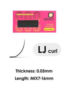 Seedew 1 件 16 排 LJ LB LC 卷翘睫毛延长 MIX7-16mm L 形特殊卷曲仿貂皮经典睫毛柔软自然 0.05mm 0.07mm 混合长度哑光黑色单根假睫毛延长 - 黑色 - 查看 10
