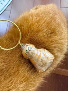 1pc Cute Transparent Pet Cat Hair Collector Box Key Chain, Decorative Bag Hanger, Cat Hair Ball Storage Accessory, Suitable For Bags, Keys Decorations, Gifts For Friends And Family