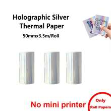 Papel Adesivo Holográfico Contínuo Dourado, Prateado, Roxo, Adesivos Holográficos Térmicos Multiuso, Compatível com Impressoras Portáteis Miniatura, Pode Ser Usado para Impressão de Nomes, Festas de Feriados, Decorações de Presentes, Adesivos Holográficos DIY