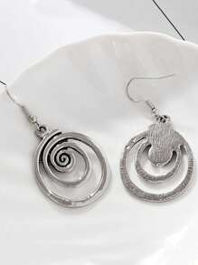 2 piezas Pendientes Vintage Bohemios de Espiral Geométrica Redonda, Pendientes Asimétricos de Moda Llamativa Adecuados para Uso Diario de Mujer