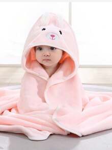 1 件男女通用婴儿动物面部连帽毛巾，独特动物设计婴儿连帽毛巾，超柔软新生儿浴巾，婴儿必备连帽毛巾，四季儿童浴袍斗篷，珊瑚绒卡通动物婴儿连帽浴巾