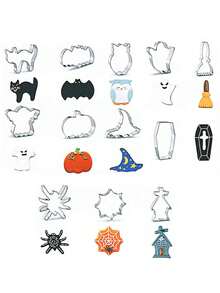 4 件/6 件/12 件万圣节饼干模具、南瓜蝙蝠、幽灵巫婆帽和其他烘焙工具