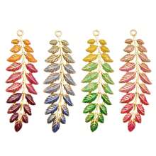 1 pièce Pendentif charm de feuilles de saule émaillé - Feuille en acier inoxydable pour la fabrication de bijoux, collier et boucle d'oreille DIY Craft Findings 6x2cm