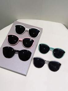 1 副女士新款猫眼形粉色时尚眼镜多层框架设计绿色装饰眼镜简约风格设计大尺寸全框女士配饰眼镜猫眼形墨镜