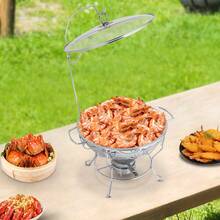 Chafing Dish Edelstahl Warmhaltebehälter 6L Speisewärmer, Wärmebehälter Rechaud Chafing Dishes Speisenwärmer für Catering Buffet und Party - Silber - Übersicht 5