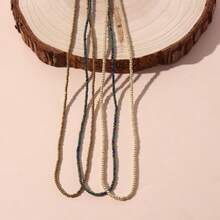 3 cái / bộ Vòng cổ đính cườm khối màu - Nhiều màu - Xem 18