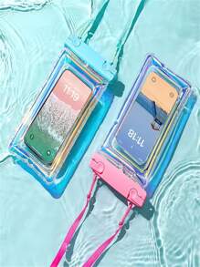 Bolsa impermeable y a prueba de golpes para teléfono con cojín de aire y cordón, bolsa sellada para teléfono, estuche transparente para teléfono, apto para nadar, bucear, rafting al aire libre, días lluviosos, disponible en múltiples colores [Negro, Blanco, Azul, Rojo sandía, Negro obsidiana, Verde fresco, Blanco perla, Rosa]