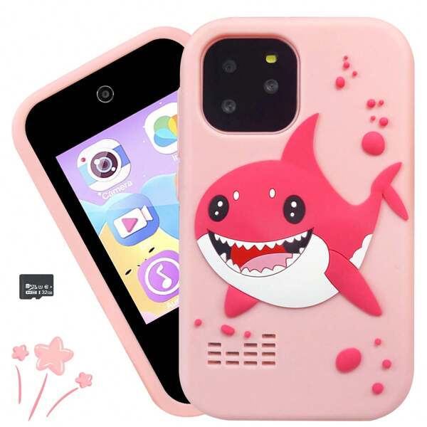 Téléphone jouet tactile intelligent pour enfants de 2,8 pouces avec jeux, lecteur MP3 et double caméra, applications éducatives, cadeau parfait de Noël et d'anniversaire pour les garçons et les filles de 3 à 12 ans (avec une carte 32 Go)