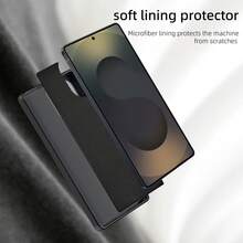 Crocodile Pattern Luxury Leather Business Card Holder & Phone Case With Stand Function, Compatible With Samsung S25Ultra/S24Ultra - Black - View 3