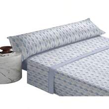 Conjunto de sábanas de verano de tres piezas, azules. Adecuado para una cama de 1,35 metros. Es amigable con la piel, es suave y cómodo, un conjunto ideal para dormir plácidamente.