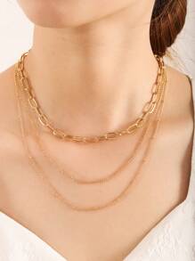 Set de 3 collares de cadena con diseño versátil y en capas, de moda