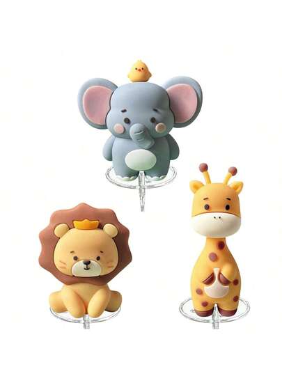 6 Stücke Torten-Aufsatz mit wilden Tieren - Löwe, Elefant, Giraffe Dschungel-Tiere, Wilder 1. Geburtstag Torten-Aufsatz Party Dekoration