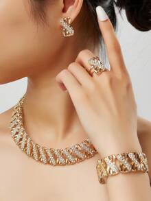 4pcs/Set Alluring Jewelry Set For Women, Suitable For Wedding, Party - dấu vô cực - Xem 1