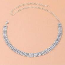 1 pieza Collar con 4 filas de strass, elegante para fiestas, bodas y eventos de noche