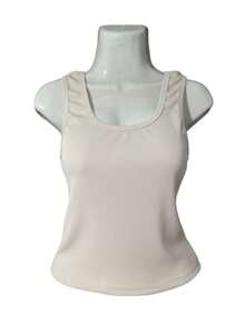 TOP de dama Canalé Casual Uso diario Todo temporada - Crema - Ver 2