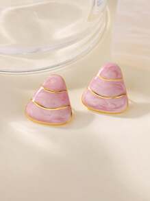 1 par de brincos triangulares esmaltados coloridos para mulheres, banhados a ouro, brincos geométricos de aço inoxidável, joias para piercing