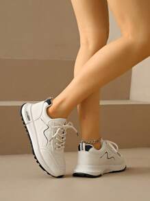 女士圆头系带休闲舒适百搭户外跑步运动鞋