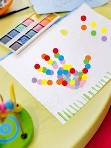 Rollo de 500 piezas / Pegatinas redondas de colores, etiquetas sencillas, etiquetas para escribir, 8 colores para manualidades, adecuado para oficina, aula, estudiantes, papel, útiles escolares (2.54 cm) - Multicolor - Ver 4