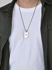 1pc Unique Hip Hop Spades A & Heart Pendant Couple Necklace
