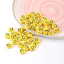 50pcs/Pack Polymer Clay 10mm Pentagram & Smiling Face Beads For DIY Bracelet & Necklace Accessories