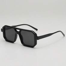 1 件女士复古方形框架眼镜，双桥，防眩光，海滩配饰