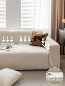 1pc Solid Color Stretch Sofa Cover, Simple Style Pet Friendly Anti-Slip Anti-Dirt Anti-Scratch, Suitable For All Seasons, Washable, For 1/2/3/4 Seater Sofas In Living Room, Bedroom, Study