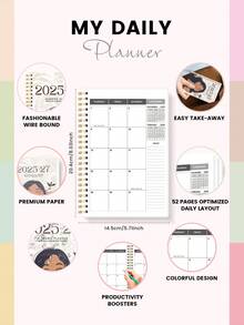 1本2026年1月至2027年12月A5尺寸（5.7英寸 x 8英寸）周/月计划本，时间可视化，每日日程笔记本，月计划本，学年笔记本，提高效率，学校及办公用品，完美礼物 - 彩色 - 查看 8