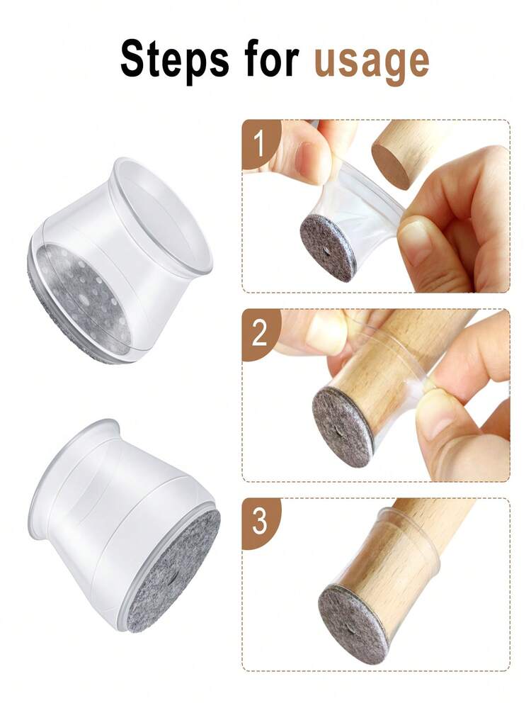 4/8/16/24/36 件装家具腿保护垫，适用于硬木地板，家具垫，椅子腿滑垫，硅胶椅腿套，防止地板刮伤并降低噪音，适用于厨房、客厅、卧室、咖啡厅，3 种款式可选 - 透明淺灰 - 查看 2