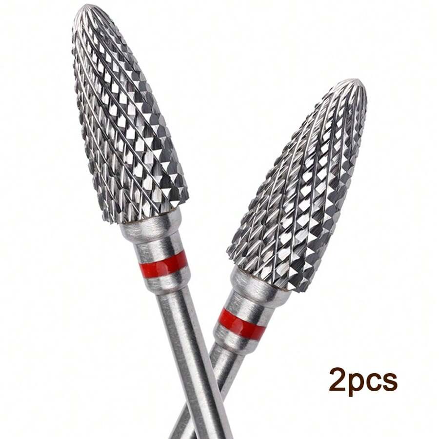 2pcs Professional Carbide Nail Drill Bits Sets With Case, 2 Packs Tungsten Safety Drill Bits Tech Cuticle Bit Fast Remove For Manicurist Nail Salon Manicure Pedicure Gel Polishing