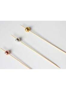 50pcs/100pcs Pack Of 12cm Bamboo Skewers, Round Creative Faux Pearl Gold Design, Suitable For Kitchen Table And Party, For Desserts, Sandwiches, Fruits, With Creative Gold Bead Decoration ,Kitchen,Christmas Gift - Multicolor - View 8